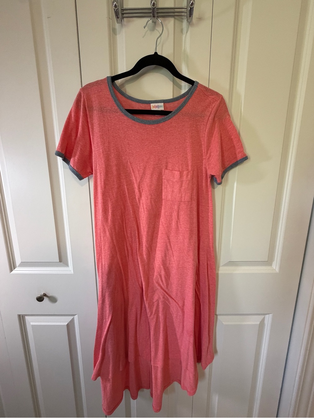 LuLaRoe Coral Midi Dress with Gray Trim